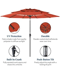 Best Choice Products 10 Feet 3-Tier Patio Umbrella, Market Sun Shade with Tilt Adjustment and Easy Crank