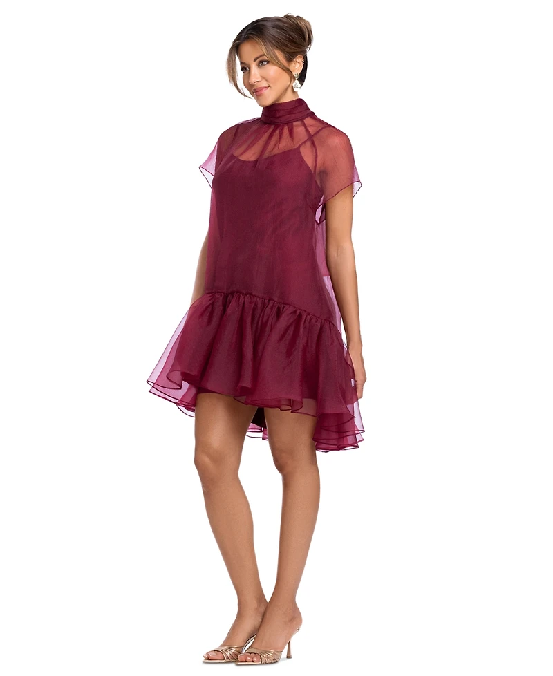 Xscape Women's Organza Mock Neck Shift Dress