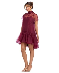 Xscape Women's Organza Mock Neck Shift Dress
