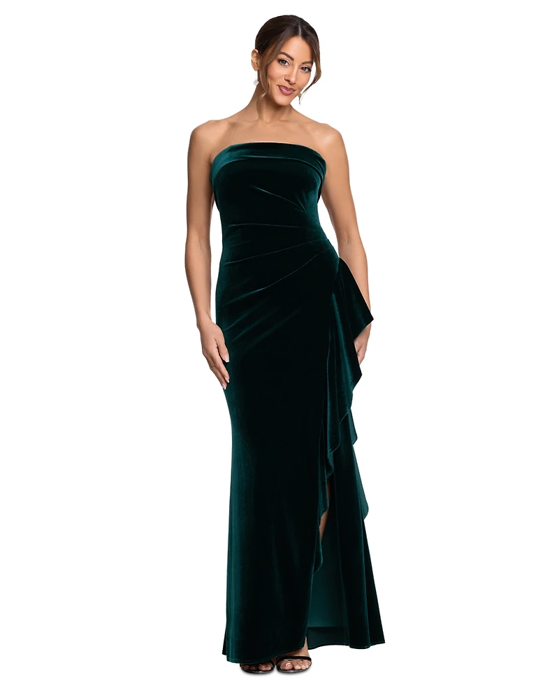 Xscape Women's Stretch Velvet Strapless Gown