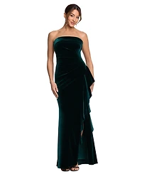 Xscape Women's Stretch Velvet Strapless Gown