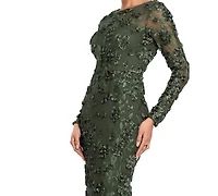Xscape Women's Long Sleeve Rose Flower Dress