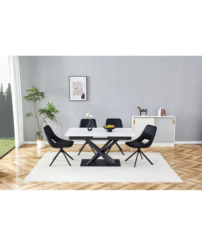 Streamdale Furniture Modern Dining Table with Marble Top and Metal X-Frame Legs