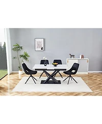 Streamdale Furniture Modern Dining Table with Marble Top and Metal X-Frame Legs