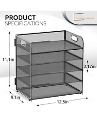 Danrong 5 Tier Mesh Desk File Organizer with Handle for Office Classroom Home