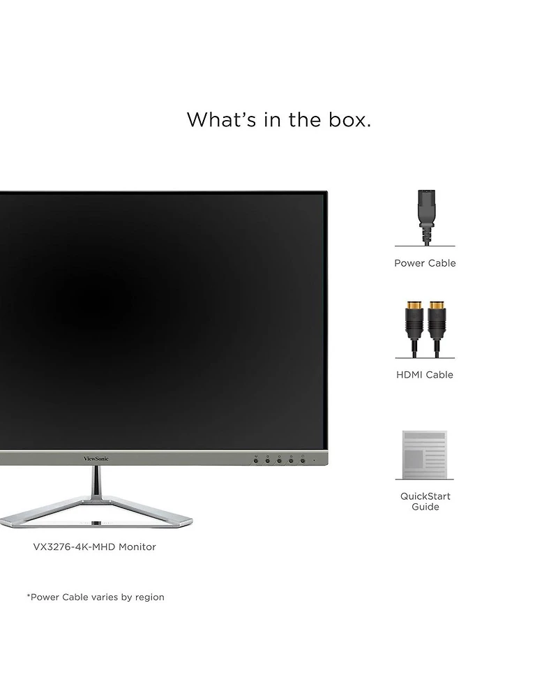 ViewSonic VX3276-4K-mhd 32" 16:9 4K Uhd Frameless Mva Led Monitor, Built-In Speakers