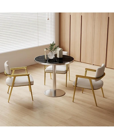 Streamdale Furniture Round Modern Dining Table Faux Marble Top Bistro Tulip Table.