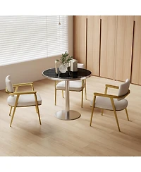 Streamdale Furniture Round Modern Dining Table Faux Marble Top Bistro Tulip Table.