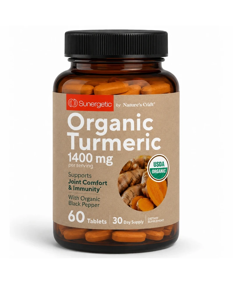 Sunergetic Turmeric Tablets with Black Pepper, 1400mg Per Serving, 60 Count