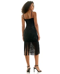 Seni & Cade Juniors' Floral Beaded Fringe Dress