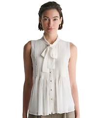 Bcbg Women's Tie Neck Sleeveless Blouse