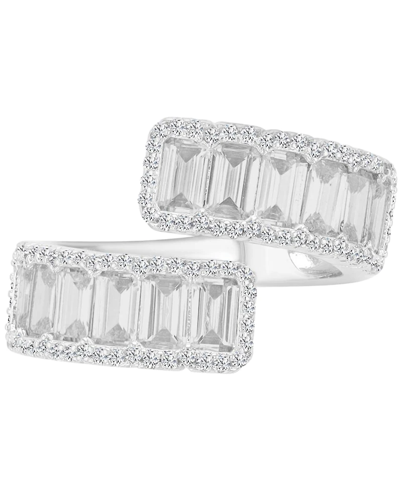 Macy's Silver-Plated Emerald Open Adjustable Ring