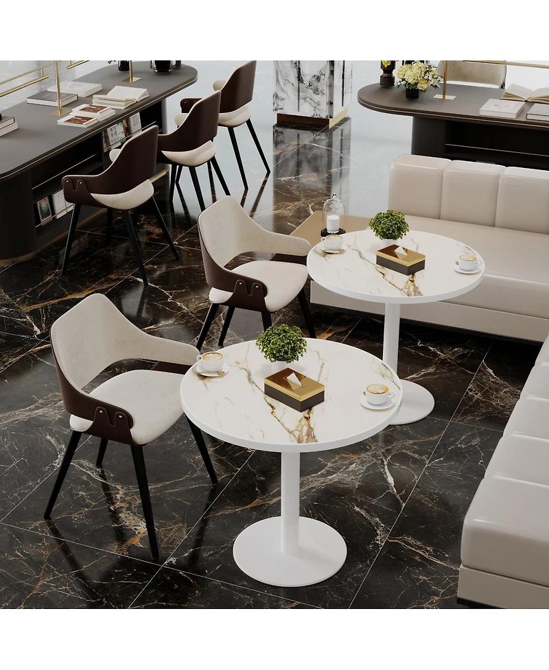 Streamdale Furniture 31.5" Modern Round Tulip Bistro Table with Faux Marble Top