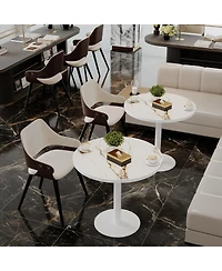 Streamdale Furniture 31.5" Modern Round Tulip Bistro Table with Faux Marble Top