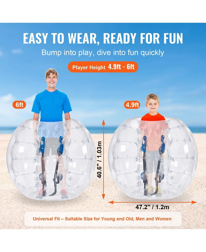 Vevor Inflatable Bumper Balls 2-Pack 4FT/1.2M Sumo Zorb Balls for Teens