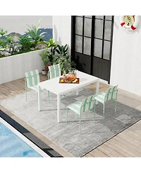 Streamdale Furniture Striped Chairs and Long Table Set IndoorOutdoor