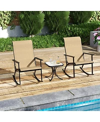 Slickblue Rocking Bistro Set Heavy Duty Chairs with High Back and Wpc Table