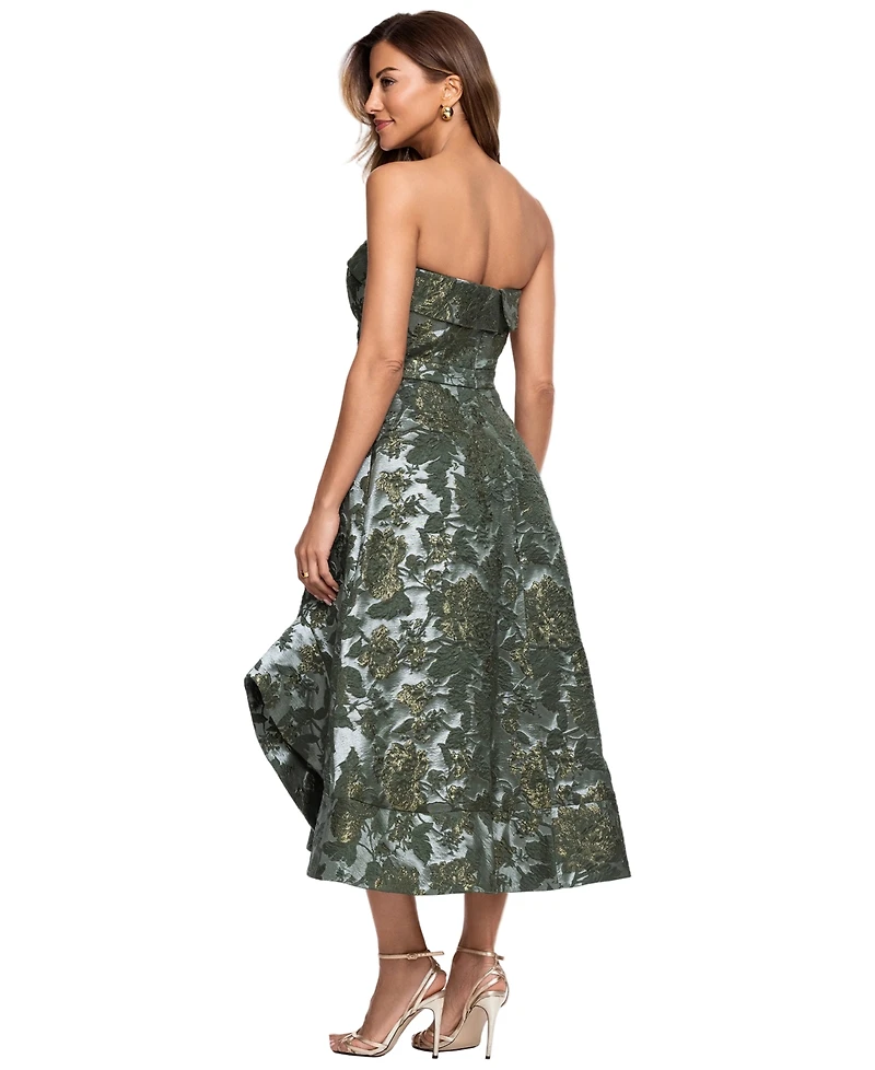 Xscape Petite Strapless Metallic Brocade A-Line Midi Dress