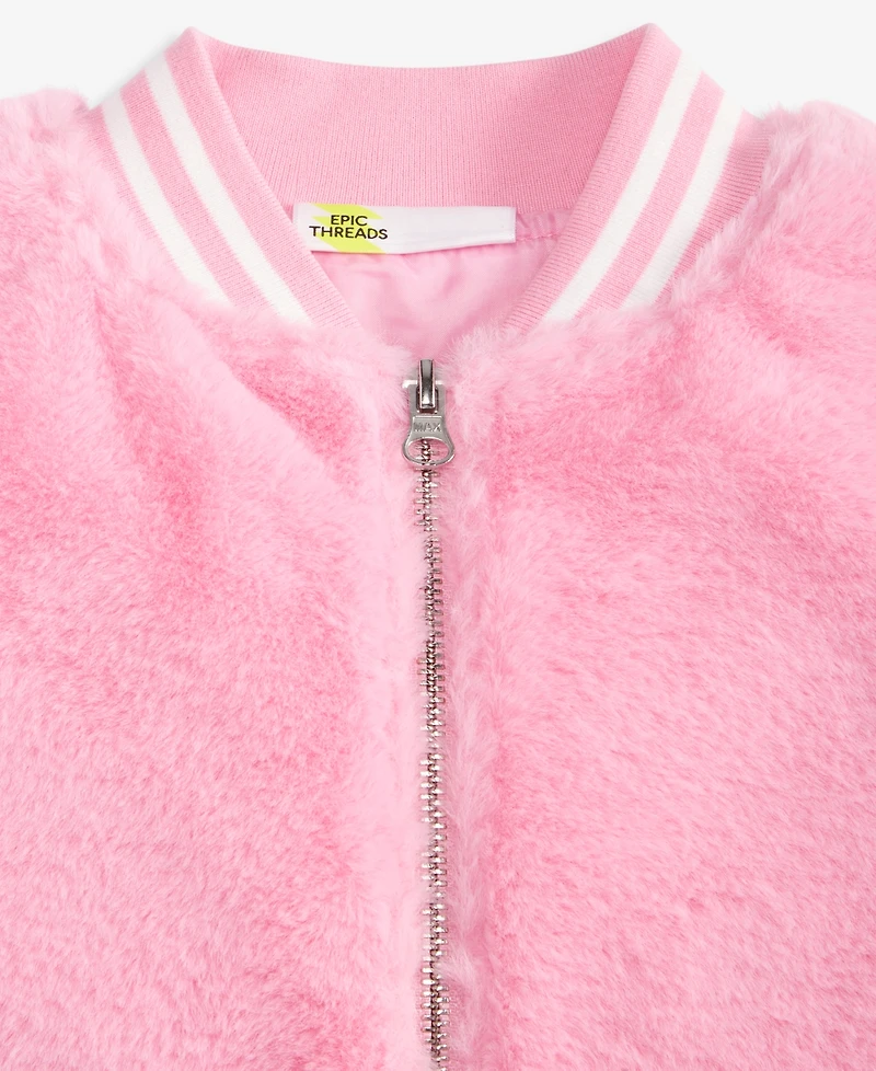 Epic Threads Girls' Xs-xl Faux-Fur Varsity Bomber Jacket, Macy's Exclusive