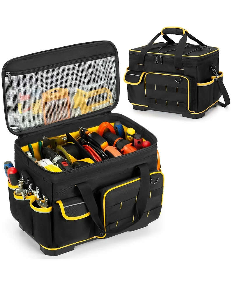 Xdovet Tool Bag Hard Bottom Detachable Divider Heavy Duty Tote Pockets