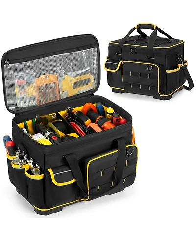 Xdovet Tool Bag Hard Bottom Detachable Divider Heavy Duty Tote Pockets