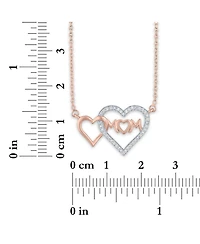 Diamond Double Heart Mom 18" Pendant Necklace (1/10 ct. t.w.) in 14k Rose Gold-Plated Sterling Silver