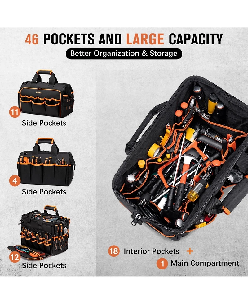 Xdovet Electrician Tool Bag 46-Pocket Heavy Duty Foldable Organizer