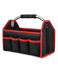 Xdovet Foldable Open Top Tool Bag Stiff Frame Heavy-duty Tote Padded Handle Water-resistant Base Portable Organizer Diy Jobsite TB0001