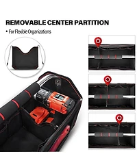 Xdovet Foldable Tool Tote Open Top Removable Divider 23-Pockets Padded Handle Hard Base