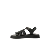 Dacosta Womens Genuine Leather Gladiator Flatform Sandals in Black