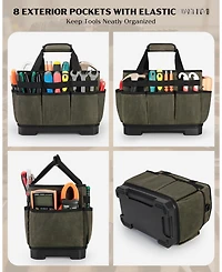 Xdovet Waxed Canvas Tool Bag Hard Bottom 8 Pockets