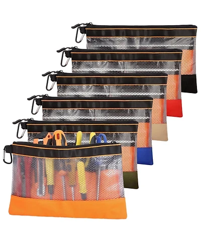 Xdovet Tool Pouch Bags Zipper Mesh Window 6pcs