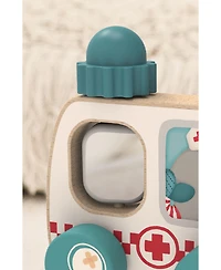 Bababoo and friends Wilma Whale Ambulance Wooden Toy Vehicle with Rotating Blue Light