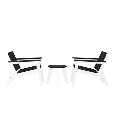 WestinTrends 3-Piece Outdoor Hdpe Conversation Set with Deep Seating Chairs and Round Side Table