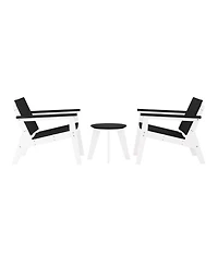 WestinTrends 3-Piece Outdoor Hdpe Conversation Set with Deep Seating Chairs and Round Side Table