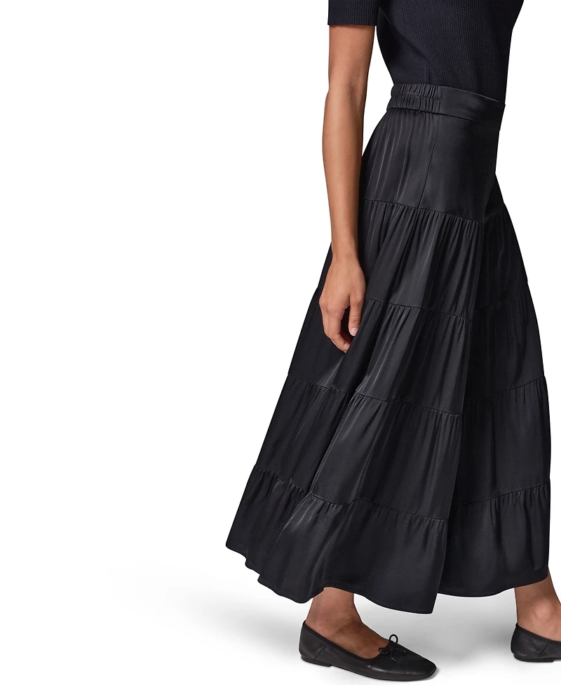 Donna Karan Weekend Women's Satin Midi Tiered Skirt