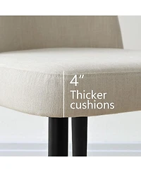 Maison Boucle Modern Upholstered Dining Chair, Kitchen Linen-Blend Upholstery, Comfy Curved Back, Thick Seat Cushion, Metal Legs