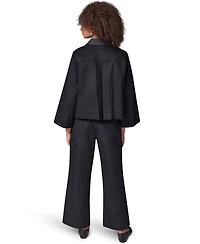 Donna Karan Weekend Women's Twill Bell-Sleeve Trapeze with Denim Collar Jacket