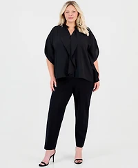 Anne Klein Plus Split-Neck Ruffle-Front Dolman-Sleeve Blouse