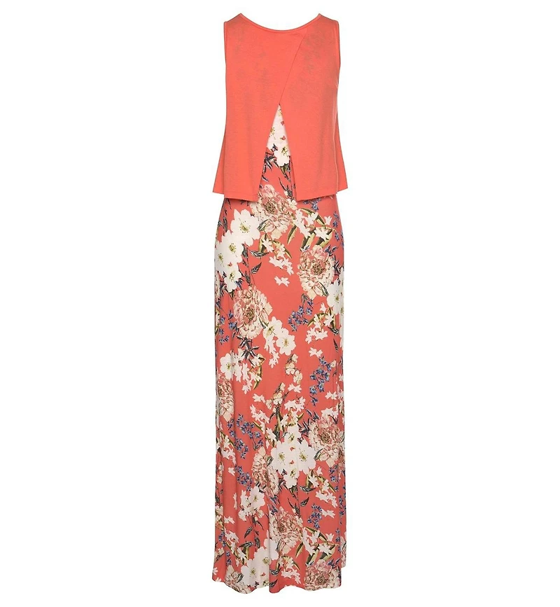 Lascana Women's Layered Look Scoop Neck Maxi Dress