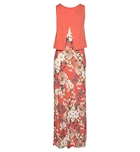 Lascana Women's Layered Look Scoop Neck Maxi Dress