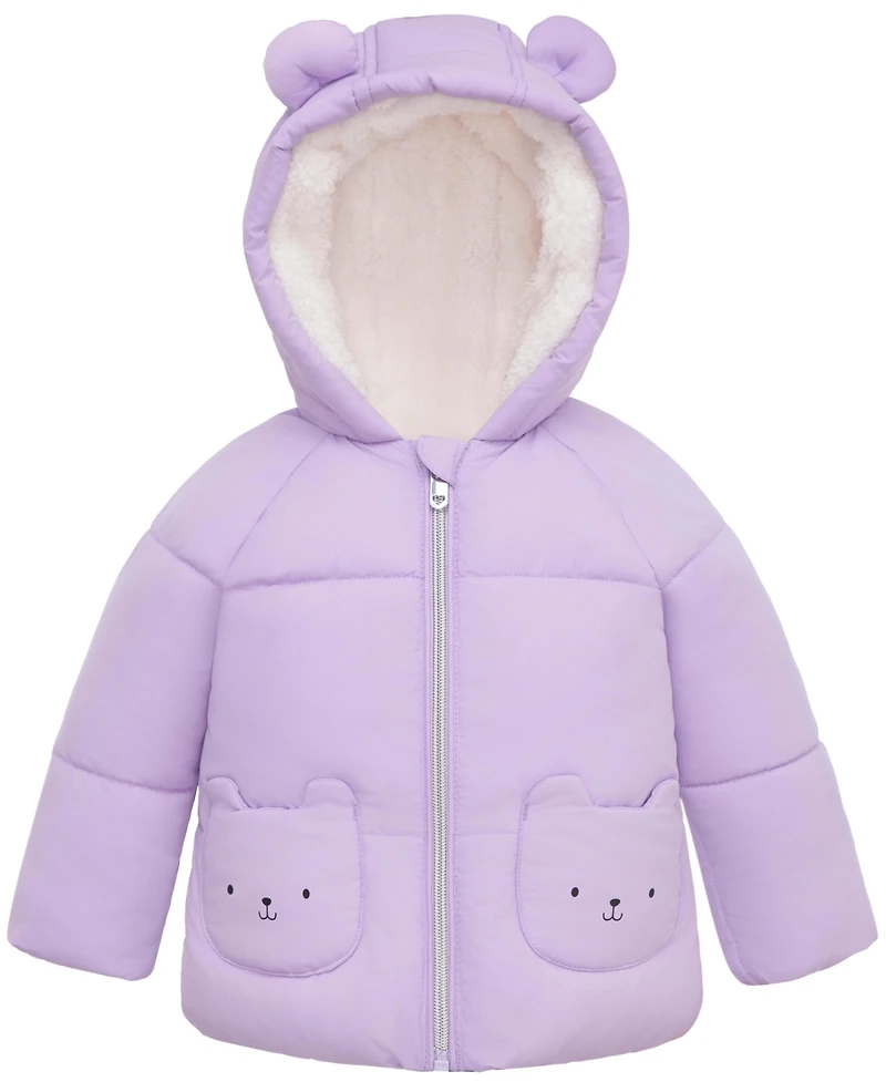 Rokka&Rolla Baby Girls (6-24M) Borg-Lined Bear Ears Puffer Jacket