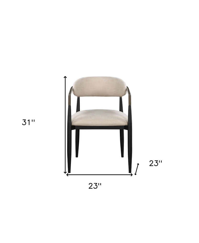 HomeRoots Set of Two Upholstered Fabric Open Back Dining Arm Chairs