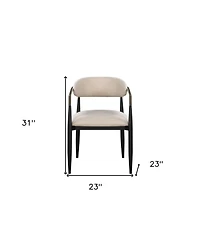 HomeRoots Set of Two Upholstered Fabric Open Back Dining Arm Chairs