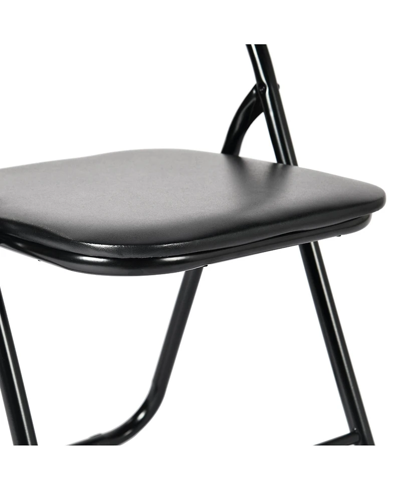 HomeRoots Set of Two Faux Leather and Steel Folding Chairs