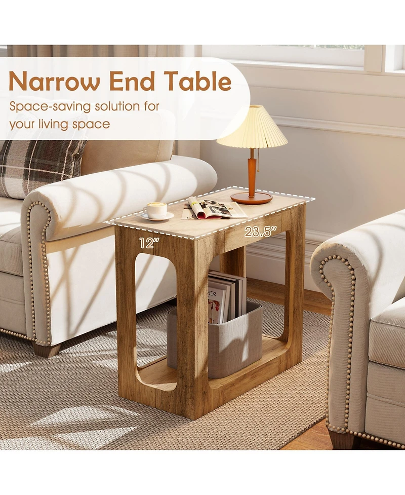 Slickblue Modern 2-Tier End Table with Shelf for Living Room Organization