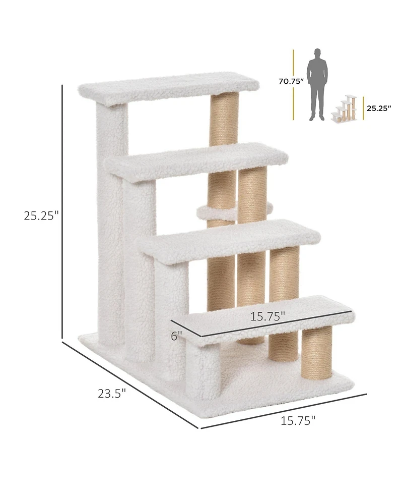 Ruie 4-Level Cat Climbing Steps with Scratching Posts for Sofa
