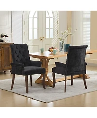 Clihome Upholstered Chenille Fabric Accent Dining Chair, Elegant Tufted Club and Kitchen Armchair
