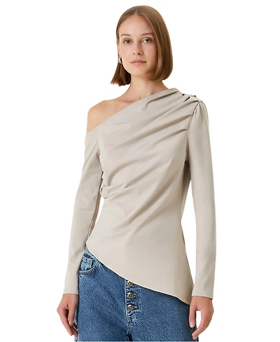 Pcfg Women's Draped Long-Sleeve Polyester-Blend Top