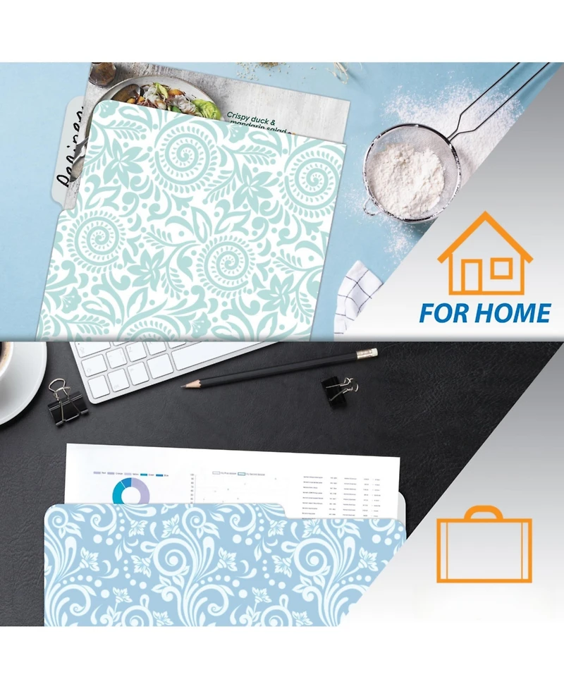 Danrong Decorative File Folders Floral Paisley Solid Heavyweight Laminated Tabs 18 Pack